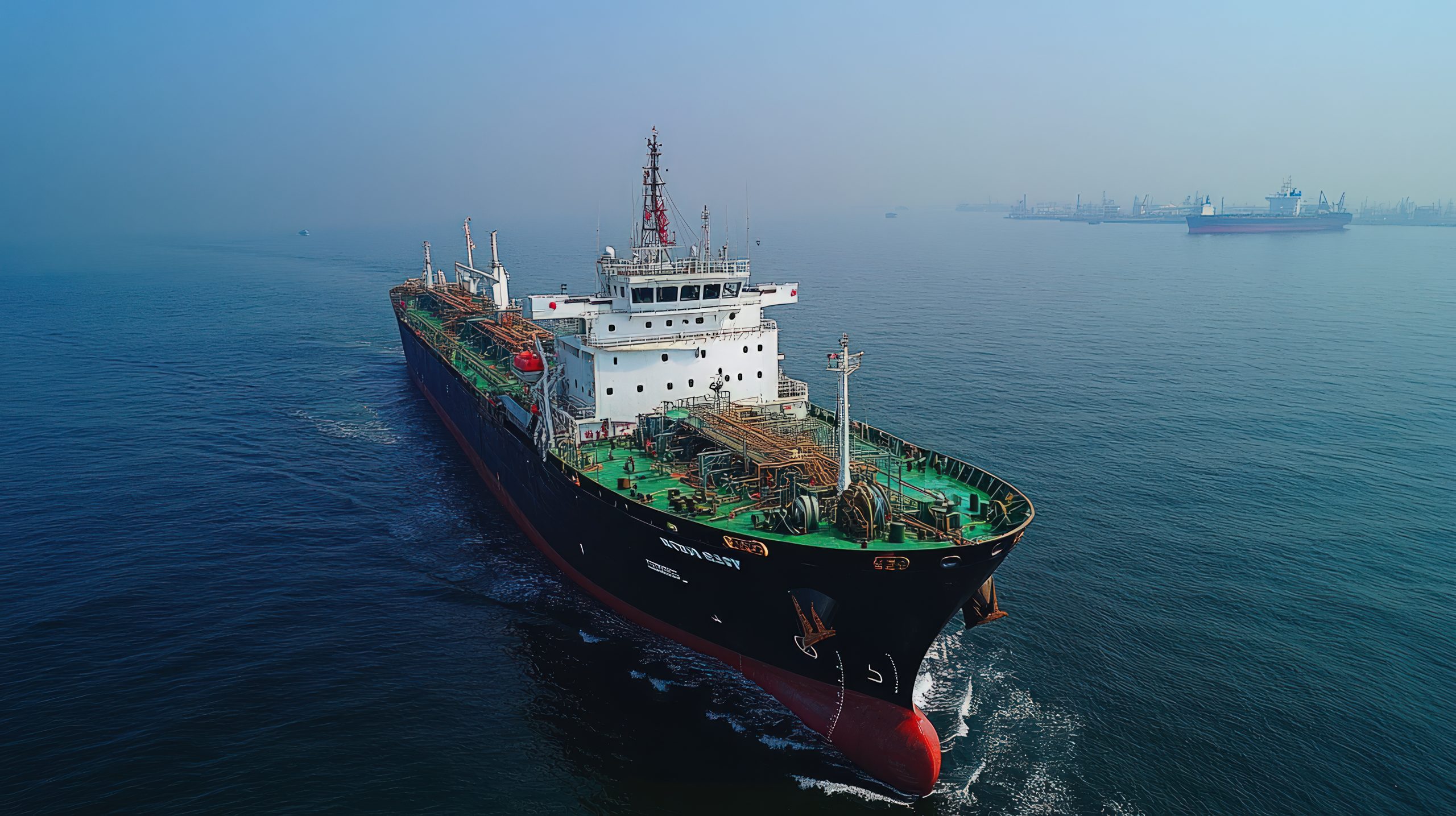 Large cargo ship at sea